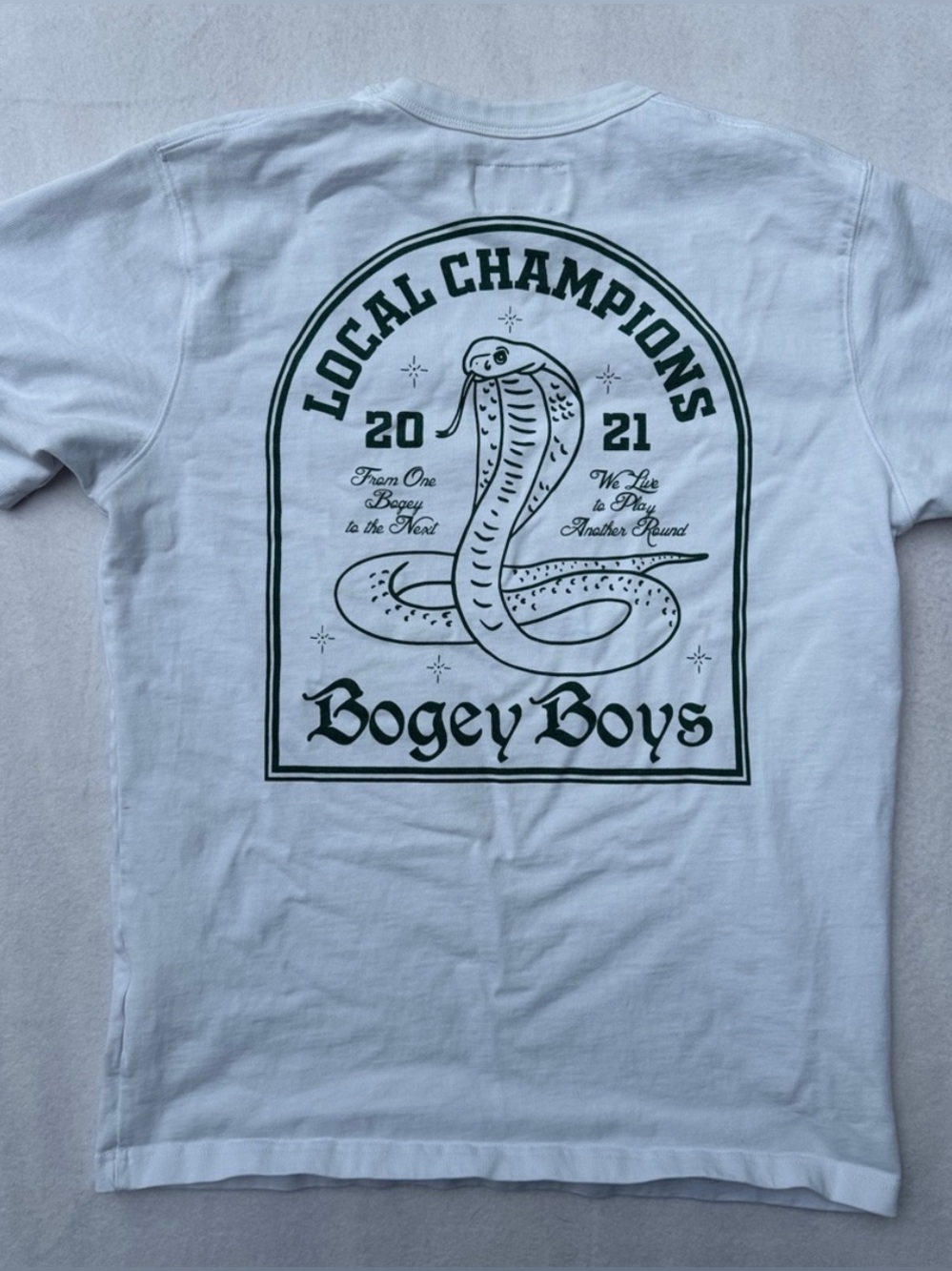 Bogey Boys White Short Sleeve Logo Tee Heavy GSM Feel. Size Medium